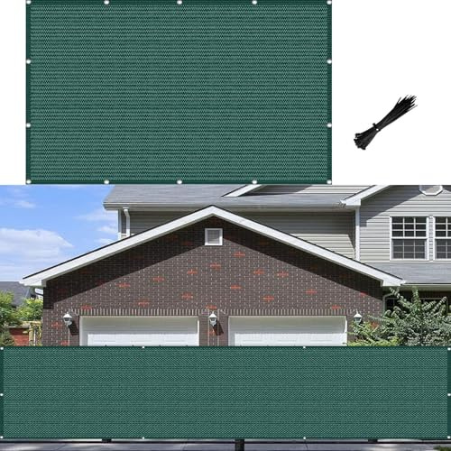 Brise Vue Balcon 65 x 400 cm Respirant Pare-Soleil Cache Vue Balcon, Protection UV Renforcé avec Oeillets et Cordons Brise Vue Facile à Installer, pour Balcon Patio, Vert Foncé