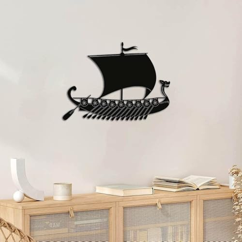 JRBNIT Große Wandkunst Aus Metall, Metall Wanddeko Faszinierende Wandskulpturen Im Segelboot-Stil, Wanddekoration Aus Metall for Das Zimmer Eines Ozeanliebhabers(50cm/19.8in)