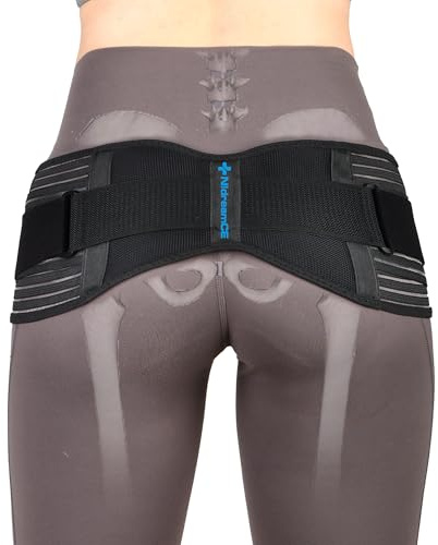 NIdreamCE Sacroiliac SI Joint Hip Belt for Sciatica, Lower Back, Leg & Pelvic Pain Relief - Adjustable Sacroiliac Belt Support Brace for Women and Men (Black)