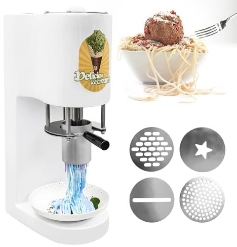 Máquina de Helados para Uso Comercial, Máquina Comercial de Helado Spaghetti de Acero Inoxidable con 4 Moldes, para Hacer Helado y Soft Serve