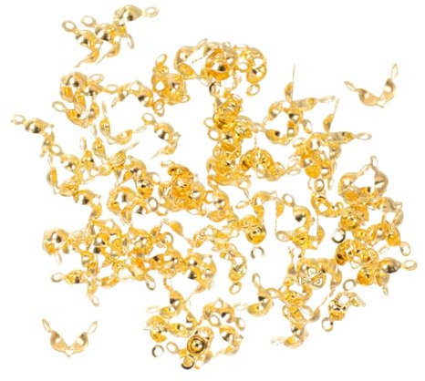 PartyKindom 200pcs Crimp Covers for Jewelry Making Caps for Bracelets and Necklaces Fold-Over Bead Tips for DIY Craft Projects