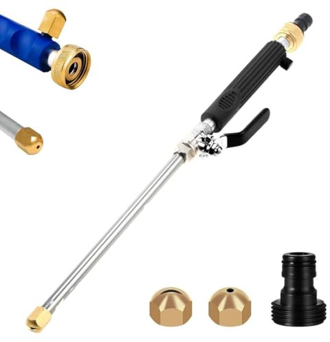 Jetflux Pressure Washer, Jetsono Hochdruckreinigerstab, Hochdruckreiniger Aufsatz mit 2 Düsen Hochdruckreiniger Jet Nozzle, Hochdruckdüse für Gartenschlauch (Schwarz)