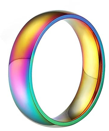 NUOBESTY Farbwechselnder Regenbogenring Titanstahl Stylischer Damenring für Wasserfest und Elegant als für Freunde und Familie