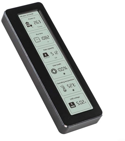 TDCuizent Carcasa de aluminio M.2 SSD con pantalla LCD, caja de disco duro externo, compatible con B&M Key 2242/2260/2280 10 Gbps USB 3.2 de alta velocidad de transferencia de datos monitor de