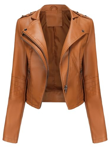 Tenues de moto classiques Veste courte en cuir pour femme Manteau léger à fermeture éclair Vestes tendance coupe slim