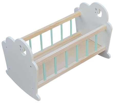 Jukeoiu Lit de bébé Miniature en Bois avec Fonction de Sommeil - Berceau réaliste - Accessoire de Meubles de Jeu pour Tout-Petits Filles - Maison de - Activités de Jeu