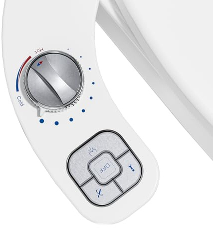 OLUFIA Bidet chaud et froid, bidet à eau chaude pour Toliet, bidet chaud non électrique avec pression d'eau réglable, double buse arrière et lavage féminin – Auto-nettoyant (argenté)