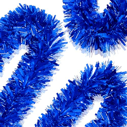 Psoeksdo 33Ft Christmas Tinsel Garland Xmas Tree Decorations Shiny Thick Blue Metallic Twist Garland Ceiling Hanging Decor for Xmas New Year Birthday Party Indoor Outdoor Supplies-Blue