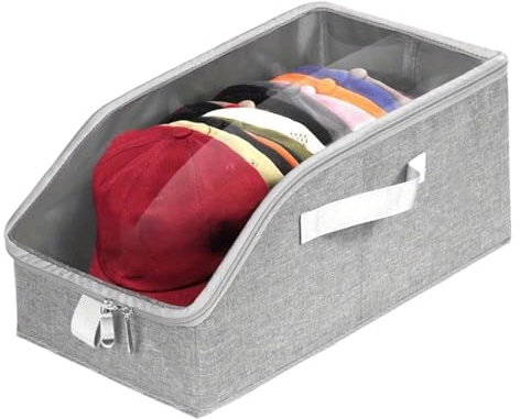 YNPQTDS Organizer per cappelli per armadio, grande organizzazione con coperchio trasparente con finestrella – organizer per riporre libri, sciarpe, mensole, viaggi, scrivania, casa
