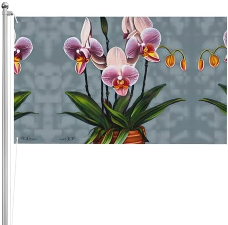 Bandiera a doppia faccia con orchidee fiorite, 0,9 x 1,5 m, bandiera da giardino in poliestere pesante a triplo strato, 0,9 x 1,5 m, bandiera da giardino in poliestere.