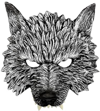 SYTTNUM Maschera Uomo Lupo,Maschera Da Lupo a Metà Volto,Terrifier Mezzo Volto Lupo Maschera Accessori Maschera Animale Per Costume Uomo Masquerade Cosplay