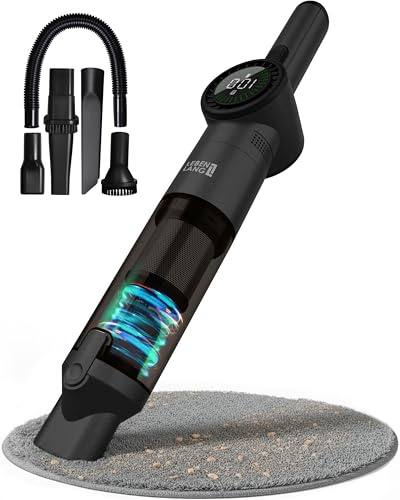 LEBENLANG Handstaubsauger Akku TESTSIEGER - Dual-Filter & Li-Ion & 17000PA | Handstaubsauger Auto Staubsauger stark Handsauger Akku Car Autostaubsauger Beutellos Akkusauger kabellos I Inkl. Ladestation