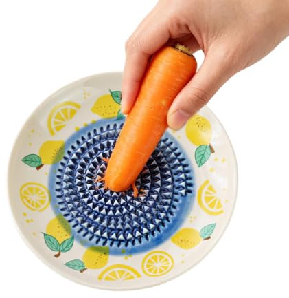 Rallador de Ajo de Cerámica Bol Manual de Cerámica con Estampado de Frutas | Cuenco Rallador para Ajo para Queso Tomates Frutas Verduras Chocolate Fresa Repostería Postres