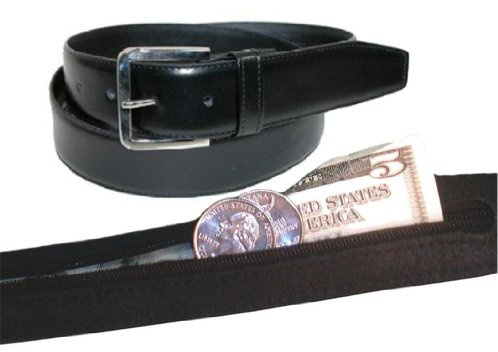 Men's Leather Money Belt Size 36 - Black