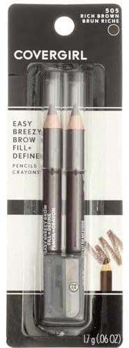 CoverGirl Easy Breezy Brow, Fill+Define Pencils [505] Rich Brown 2 ea​​ ( Pack of 3)​