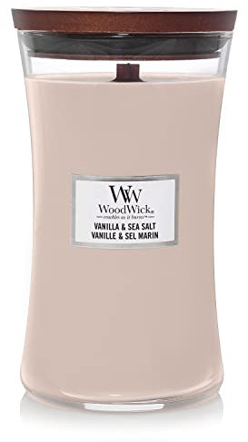 WoodWick Hourglass große Duftkerze mit PlusWick Innovation, Vanilla & Sea Salt