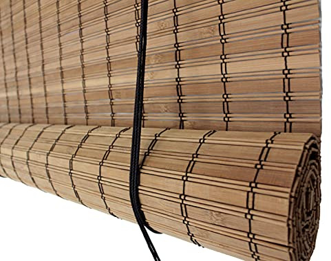 Seta Direct, Brown Bamboo Slat Roll Up Blind - 95-Inch Wide By 72-Inch Long