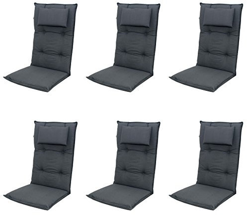 Doppler 6 x 8 cm Luxus Hochlehner Auflage mit Kopfkissen 940, Uni anthrazit