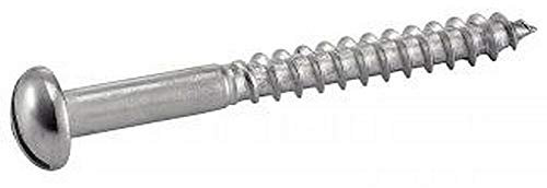 Lote de 200 tornillos de cabeza semicircular para madera con ranura (4 x 50, acero inoxidable, A4, DIN96)