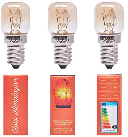 3 Pack 15W Bulb for Himalayan Salt Lamps, Dimmable E14 Socket. Original Replacement. One Year Warranty. Glow Himalayan.
