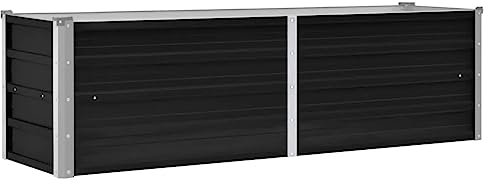 vidaXL Galvanised Steel Planter Pot – Anthracite Coloured Raised Garden Bed for Outdoor, Patio, Garden – Spacious and Weather resistant pot for plants, herbs, flowers