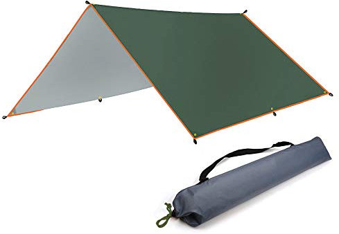 HIOD 3Mx3M Bâche de Tente de Camping avec Poteau de Tente Bâche de Voyage Extérieure Coupe-Vent Imperméable à l'eau, Vert,