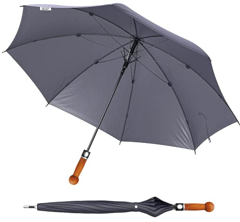 Sicherheitsschirm XXL mit Videokurs | Stabiler Premium-Herrenregenschirm | Knauf Mahagoni | 103 cm