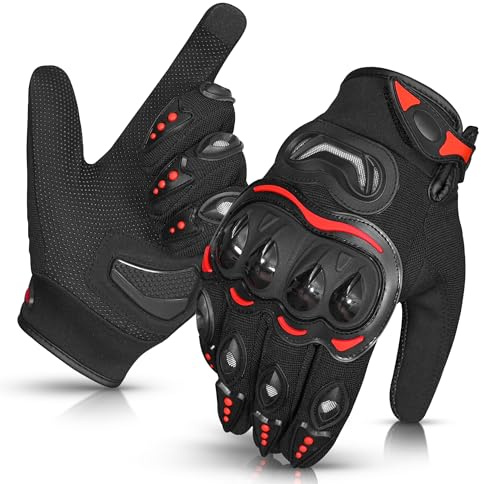 Hand Fellow Motorbike Gloves Leather – Mens Riding Gloves for Motorcycle, Racing, and Dirt Biking (Black, L)