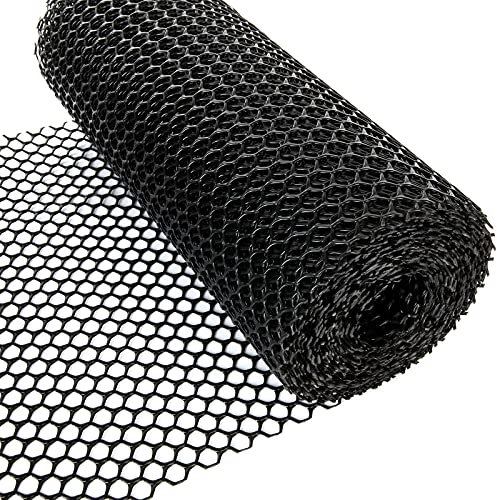 SENENQU 40cm x 10m Garden Plastic Mesh Fencing, Reusable Safety Mesh Netting, Poultry Garden Fence Barrier, Hexagonal Fencing Roll for Gardening Animal Pet Vegetable Aviary Hutch Protection - Black