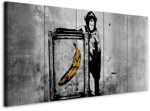 murando - Akustikbild Banksy Affe mit Banane 5 tlg Bilder Akustikschaum Schallschutz Wand Kunst Akustikpaneele Wandpaneele Schalldämmung Wandbild Schallabsorber Akustikplatten Street Art i-C-0116-b-m