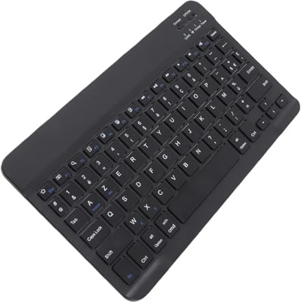 Bewinner AZERTY - Tastiera Bluetooth senza fili francese, 25,4 cm, sottile, portatile, impermeabile e antipolvere, interruttore a forbice, design moderno nero per telefono, tablet, laptop, PC