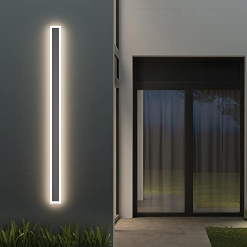 Klighten LED Lange Wandleuchte Außen, 150CM/45W Außenwandleuchte Außenlampe, Dunkelgrau Wandleuchten Innen, IP54 Aussenleuchte Eisen Acryl, Wandlampe für Terasse, Natürliches Licht 4500K