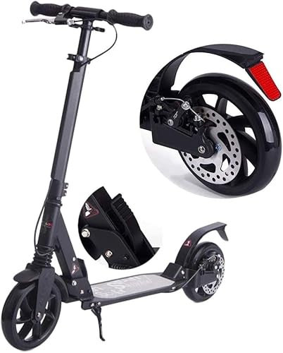 Mobilitätsroller, Tretroller mit großen Rädern, Jugendroller für Erwachsene mit Scheibenbremsen, schwarzer zusammenklappbarer Pendlerroller, Last 120 kg (Nicht elektrisch