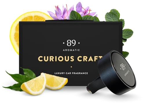 Aromatic •89• Autoduft, Autoparfüm Clip – Lufterfrischer Auto, Duft Innenraum mit Zitrone, Safran & Patschuli - Vent Clip & Parfüm Kapsel, Auto Lufterfrischer, Luxus Design, Langlebiges Geschenk
