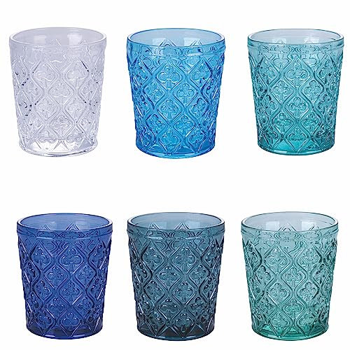 Villa d'Este Home Tivoli Marrakech Ocean - Juego de 6 vasos de agua (325 ml, cristal), superficie en relieve