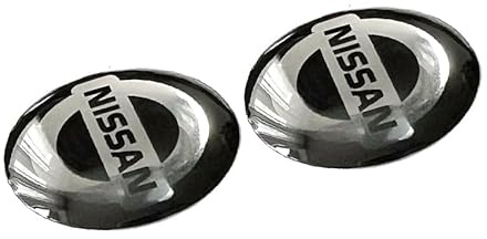 2 Stück Aufkleber 14mm Diameter für Nissan. Sticker mit Emblem. Mit einem transparent Silikonshutz