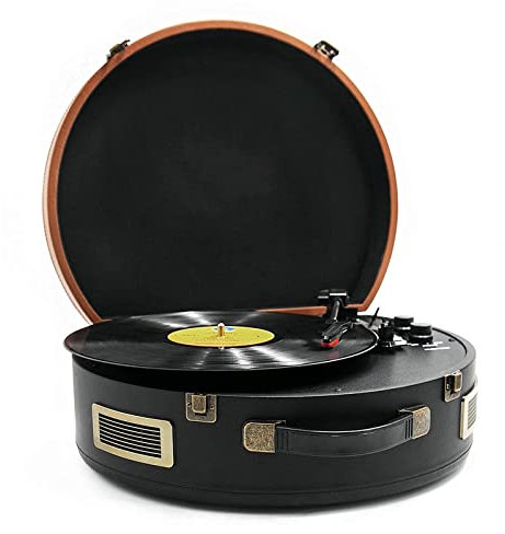 ROLTIN Giradischi, Giradischi Portatile per Valigia, Giradischi a Cinghia a 3 velocità con Altoparlanti integrati, Supporto Riproduzione USB/RC