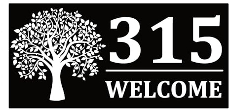 CustomizeFactory Plaque d'adresse en métal personnalisée pour l'extérieur, plaque numéro de maison, décorée avec des numéros de rose et d'arbre de vie, décoration artistique en fer (Design2)