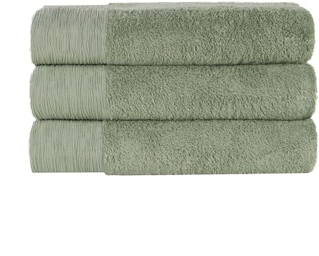 Superior Rayon from Bamboo Blend Bath Towel Set, Large Plush Absorbent Body Towels, Soft Luxury Quick Drying, Shower, Spa, Hotel, Pool, Guest Bathroom, Home Essentials, Set of 3, Green