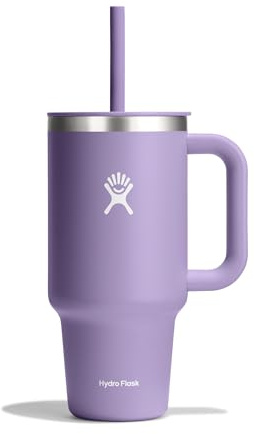 Hydro Flask - Travel Tumbler 946 ml (32 oz) with Closable Press-in Straw Lid - Stainless Steel - Double Wall Vacuum Insulated - Splash Resistant lid -Moonshadow