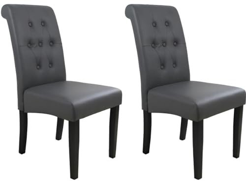 Primal Internet GmbH Premium Esszimmerstühle 2er Set grau | Stühle für Esszimmer aus Echtholz Massivholz | Polsterstuhl modern | Küchenstühle Wohnzimmerstühle Holz gepolstert