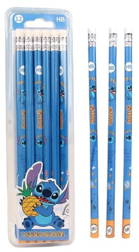ISABELLA MOON Pack of 12 Princess Spider HB Pencils with erasers Kids Children Party Bag Fillers School Office (Stch)
