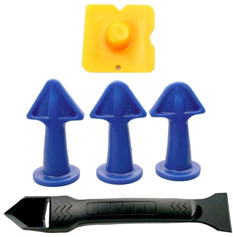 5 Stück Abdichten Düse Applikator Finishing Werkzeug Spachtel Kunststoff Kleber Schaufel Fliesen Ziegel Gelenke Boden Silikon Entferner Hand Werkzeug Set(Blue)