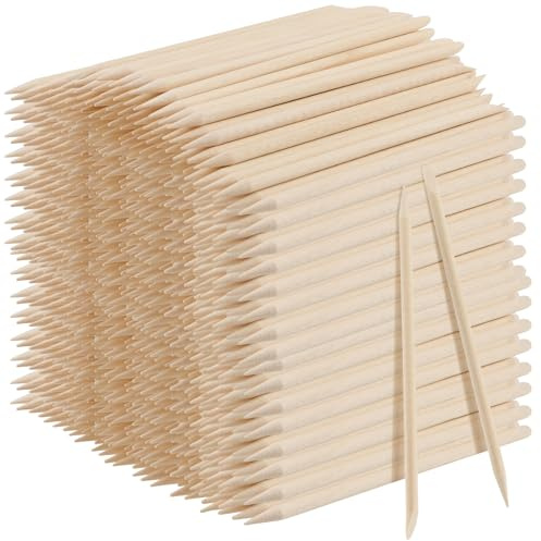 LEXININ 1500 palitos de uñas de madera naranja de 4.5 pulgadas, palitos de madera para empujador de cutículas, palo de madera de doble cara para manicura y pedicura