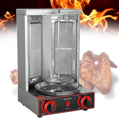 Lakenbroade Máquina para Asar Shawarma, 13 Libras de Capacidad, Máquina para cocinar Shawarma de Pollo, Parrilla Vertical a Gas, Horno asador giroscópico, Máquina para Doner Kebab,Electric
