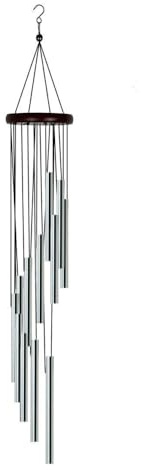 Whakano Windspiele für Draußen Hängend,Metall Windspiel Garten 60cm,12 Aluminiumle Legierung Rohre Wind Chimes Chimes Klangspiel Windspiel für Draußen Heimdekoration,Terrasse,Geschenke,Silber