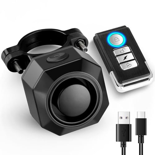 ZEXMTE USB Rechargeable Bicycle Alarm System 110dB Loud Anti-theft Bicycle Motorcycle Alarm System Waterproof Bicycle Alarm e Scooter Alarm System Bicycle Alarm Systems with Remote Control