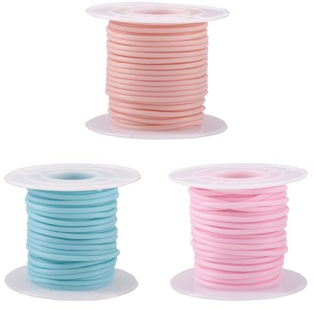 Craftdady Cuerda de Goma Sintética Tubular de PVC de 30M, Tubo de 2mm, Cuerda de Goma Hueca de Plástico, Cordón de Memoria de Encaje de Plástico, Carrete de Plástico Envuelto para Fabricación de Joyas