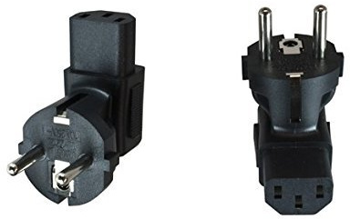 shortix Adapter: Schutzkontaktstecker gewinkelt auf Kaltgerätebuchse. Stromadapter. Schutzkontaktadapter. C7/C13