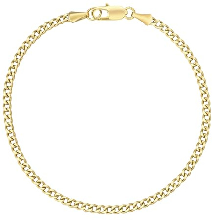 KRKC Herren Armband, 14K Gold Vergoldet/Silber Farbe 3/5/7/9mm Edelstahl | PanzerketteCuban Armband, Vatertag Geschenk Nickel-frei Rostfrei Armbänder für Männer Länge 17,8-22,9cm